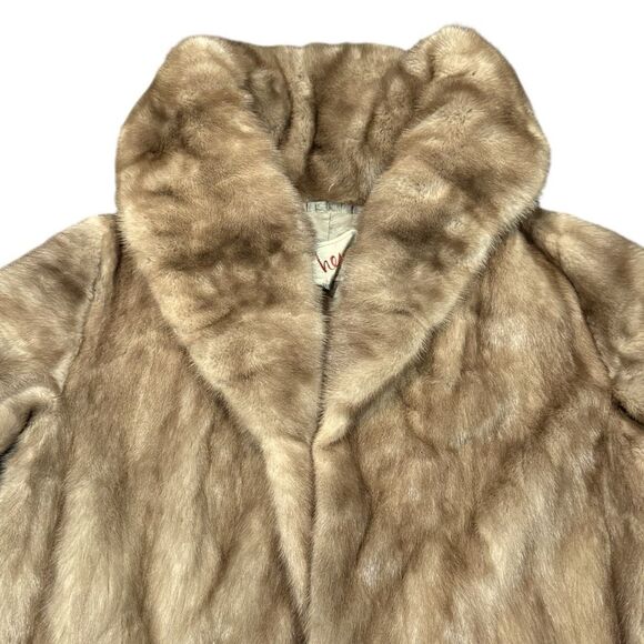 GENUINE MINK FUR COAT Vintage Full Length Autumn Haze Mink Coat Pastel Mink Coat - Picture 14 of 16